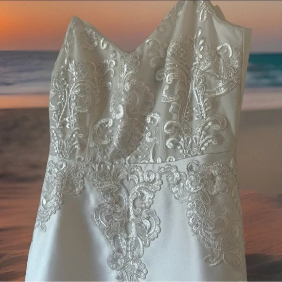 Adrianna Papell White Embroidered Cocktail Dress 2 NWT Elegant Formal Lace Stuns - Picture 2 of 8